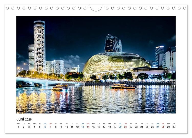 Produktbild: Singapur - Asiatische Metropole bei Nacht (Wandkalender 2026 DIN A4 quer), CALVENDO Monatskalender