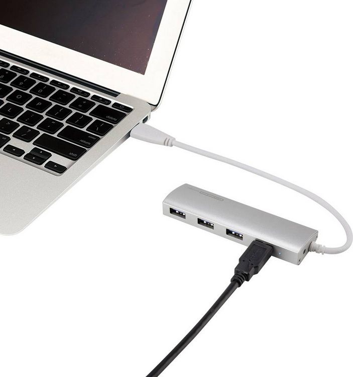 Produktbild: Renkforce RF-3703155 USB-Hub 4 Port USB-A USB 3.0 5 GBit/s Aluminium
