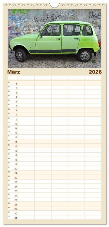 Produktbild: Familienplaner 2026 - Autos, die wir liebten mit 5 Spalten (Wandkalender, 21 x 45 cm) CALVENDO
