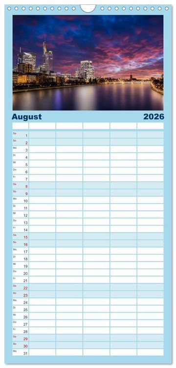 Produktbild: Familienplaner 2026 - Frankfurt am Main - at night mit 5 Spalten (Wandkalender, 21 x 45 cm) CALVENDO
