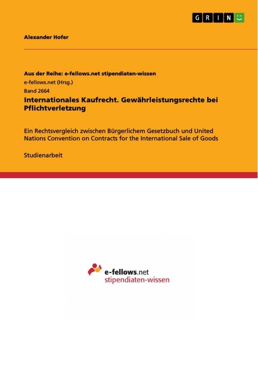Produktbild: Internationales Kaufrecht. Gew&auml;hrleistungsrechte bei Pflichtverletzung
