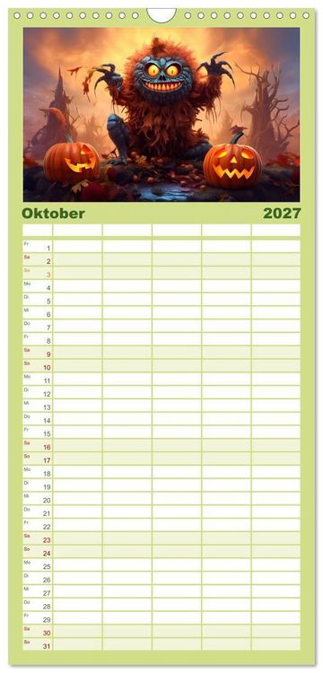 Produktbild: Familienplaner 2027 - Monsterm&auml;&szlig;ig durchs Jahr mit 5 Spalten (Wandkalender, 21 x 45 cm) CALVENDO