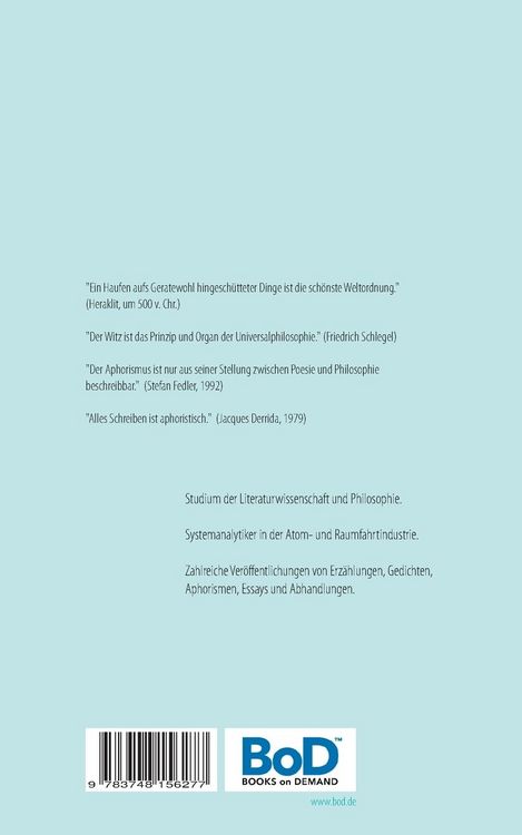 Produktbild: Aphorismen, Bonmots und Reflexionen