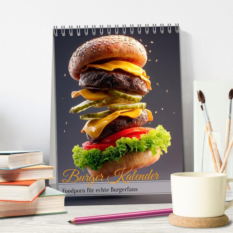 Produktbild: Burger Kalender - Foodporn f&uuml;r echte Burgerfans (Tischkalender 2026 DIN A5 hoch), CALVENDO Monatskalender