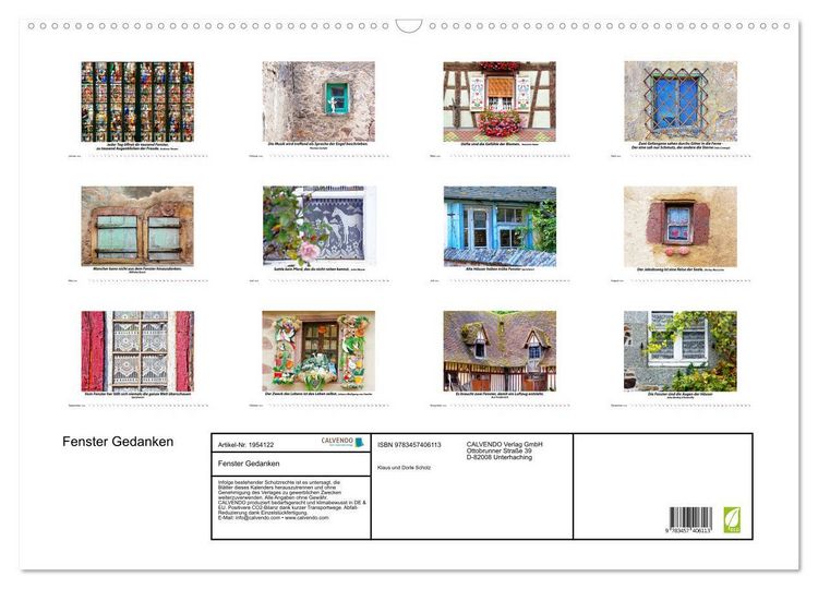 Produktbild: Fenster Gedanken (Wandkalender 2026 DIN A2 quer), CALVENDO Monatskalender