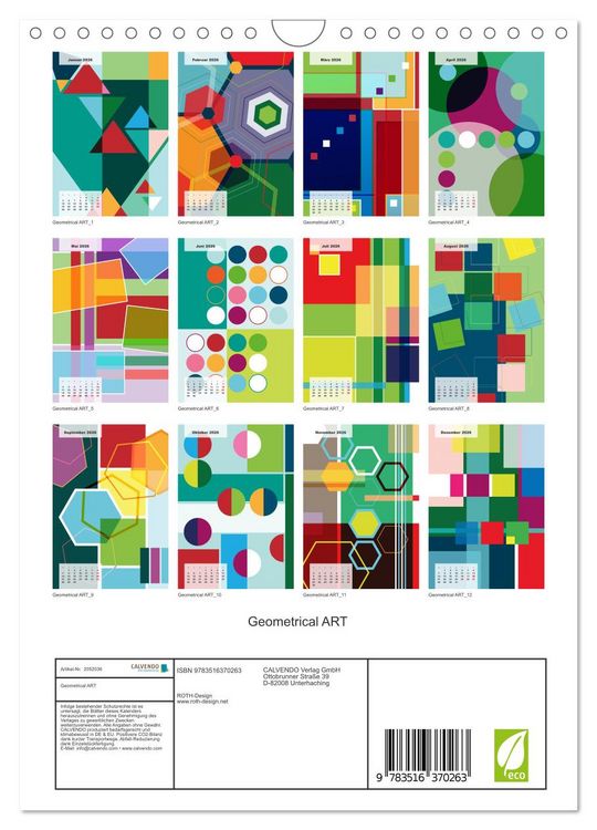 Produktbild: Geometrical ART (Wandkalender 2026 DIN A4 hoch), CALVENDO Monatskalender