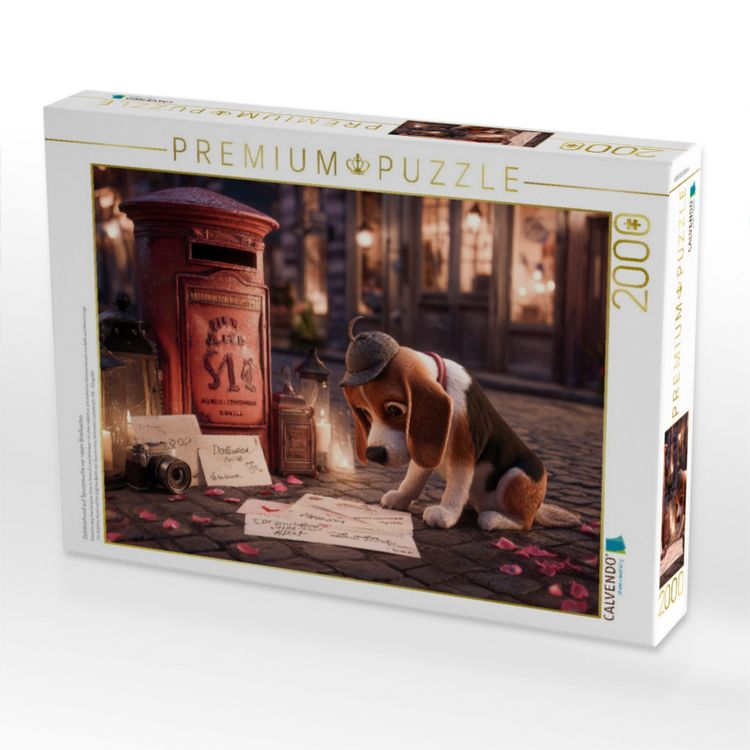 Produktbild: CALVENDO Puzzle Detektivhund auf Spurensuche vor rotem Briefkasten | 2000 Teile Lege-Gr&ouml;&szlig;e 90x67cm Foto-Puzzle f&uuml;r gl&uuml;ckliche Stunden