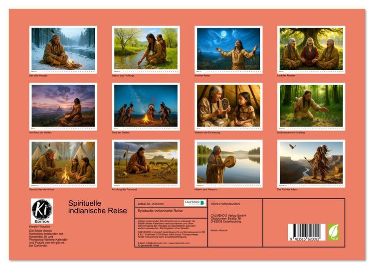 Produktbild: Spirituelle indianische Reise (hochwertiger Premium Wandkalender 2026 DIN A2 quer), Kunstdruck in Hochglanz