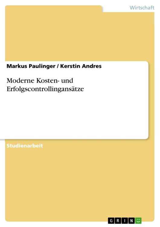 Produktbild: Moderne Kosten- und Erfolgscontrollingans&auml;tze