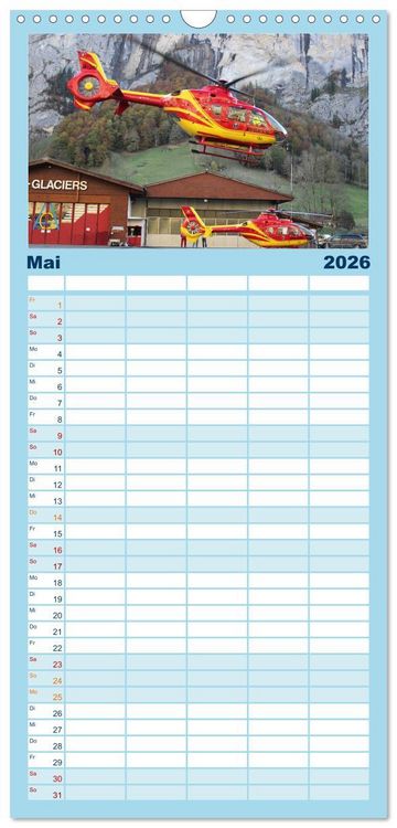 Produktbild: Familienplaner 2026 - Helikopter in der Luft mit 5 Spalten (Wandkalender, 21 x 45 cm) CALVENDO