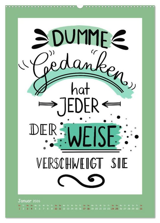 Produktbild: Nachgedacht-Spr&uuml;che und Zitate (Wandkalender 2026 DIN A2 hoch), CALVENDO Monatskalender