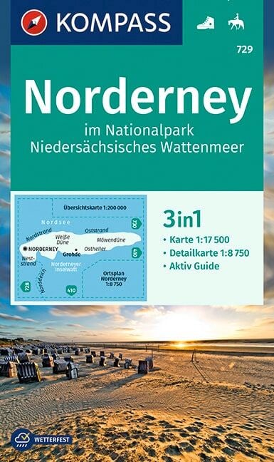 Produktbild: KOMPASS Wanderkarte 729 Norderney im Nationalpark Nieders&auml;chsisches Wattenmeer 1:17.500