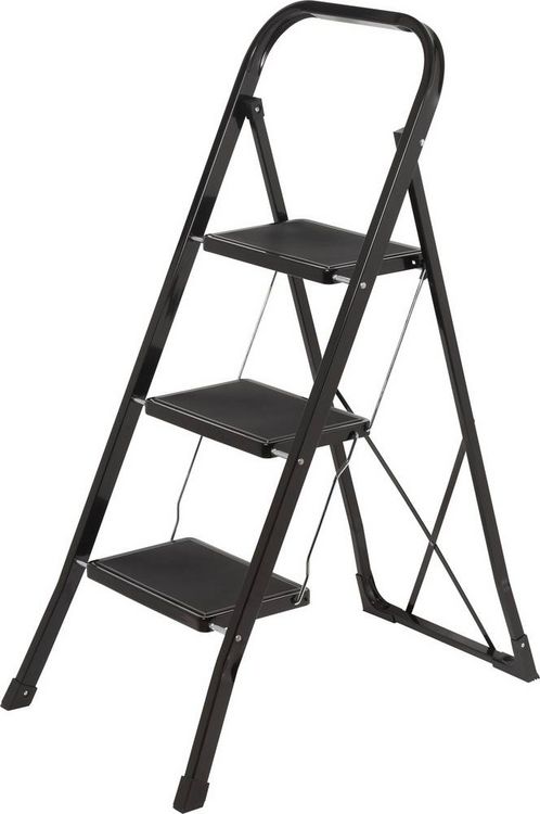 Produktbild: TOOLCRAFT TO-10398471 Stahl Klapptritt klappbar, Montage ohne Werkzeug Arbeitsh&ouml;he (max.): 2.7 m Schwarz EN 14183
