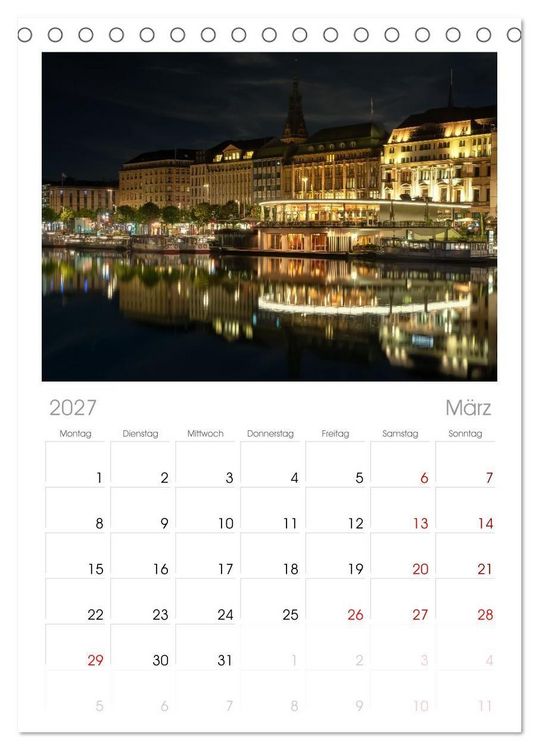Produktbild: Tischplaner 2027 - Magic Nights Hamburg (A5 Tischkalender zum Aufstellen) CALVENDO