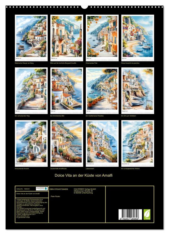Produktbild: Dolce Vita an der K&uuml;ste von Amalfi (hochwertiger Premium Wandkalender 2026 DIN A2 hoch), Kunstdruck in Hochglanz