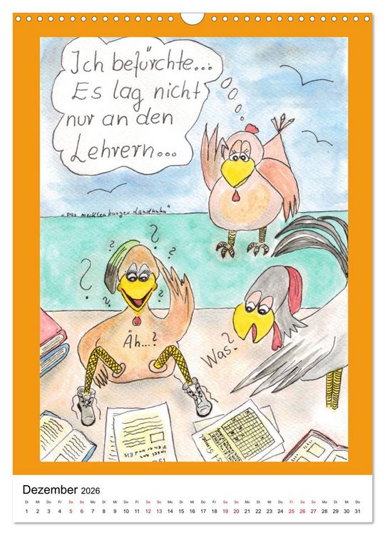 Produktbild: Das mecklenburger Landhuhn "Krisenh&uuml;hner" (Wandkalender 2026 DIN A3 hoch), CALVENDO Monatskalender