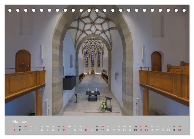 Produktbild: Backnang - Panoramablicke in die Stiftskirche (Tischkalender 2026 DIN A5 quer), CALVENDO Monatskalender
