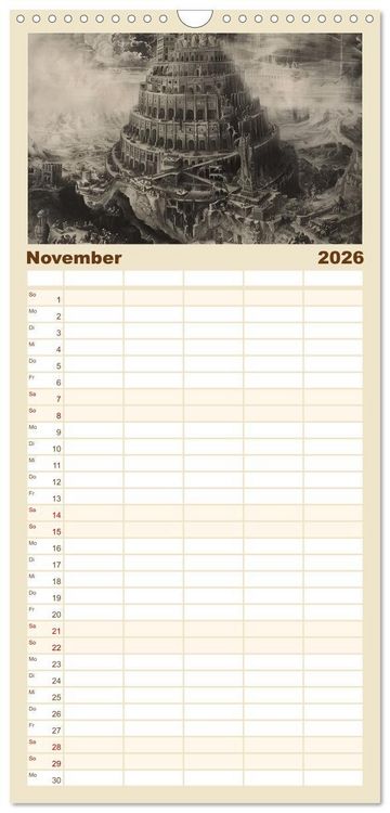 Produktbild: Familienplaner 2026 - Der Turm zu Babel: Ungemalte Bilder der Kunstgeschichte mit 5 Spalten (Wandkalender, 21 x 45 cm) CALVENDO