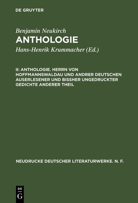 Produktbild: Anthologie. Herrn von Hoffmannswaldau und andrer Deutschen auserlesener und bißher ungedruckter Gedichte anderer Theil