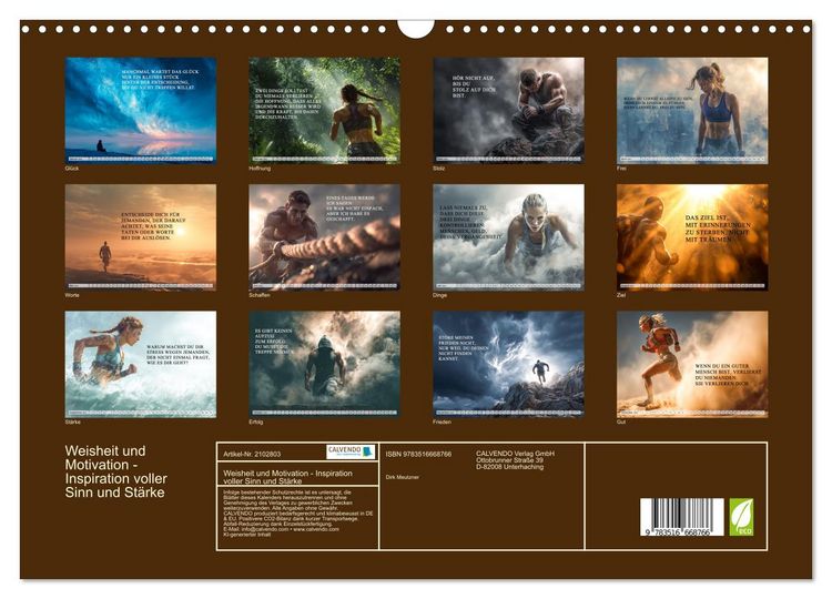 Produktbild: Weisheit und Motivation - Inspiration voller Sinn und St&auml;rke (Wandkalender 2026 DIN A3 quer), CALVENDO Monatskalender