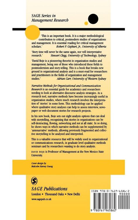 Produktbild: Narrative Methods for Organizational & Communication Research