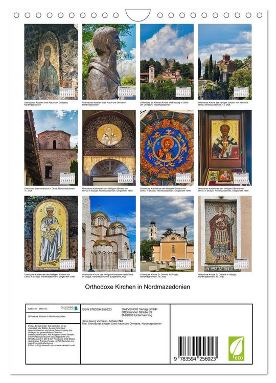 Produktbild: Orthodoxe Kirchen in Nordmazedonien (Wandkalender 2027 DIN A4 hoch), CALVENDO Monatskalender