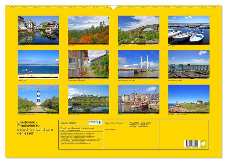 Produktbild: Emotionen - Frankreich ist einfach ein Land zum geniessen (Wandkalender 2026 DIN A2 quer), CALVENDO Monatskalender