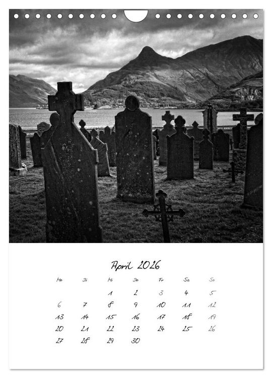 Produktbild: Schottland Monochrom (Wandkalender 2026 DIN A4 hoch), CALVENDO Monatskalender