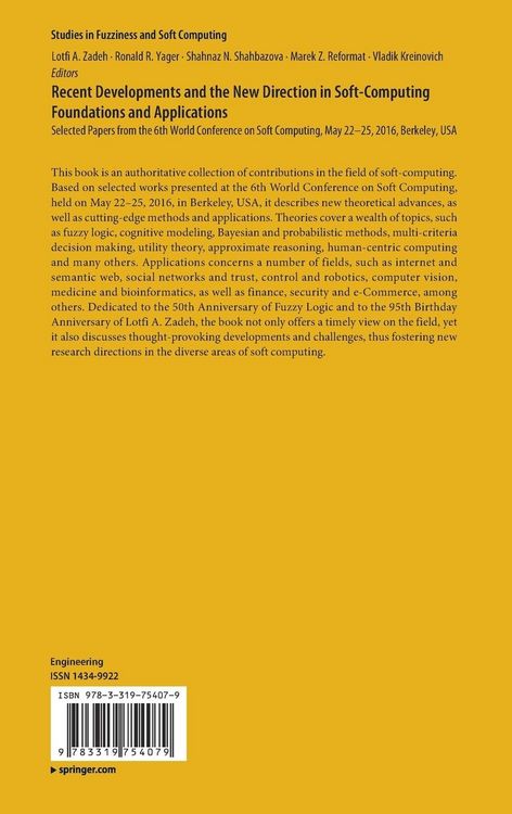 Produktbild: Recent Developments and the New Direction in Soft-Computing Foundations and Applications