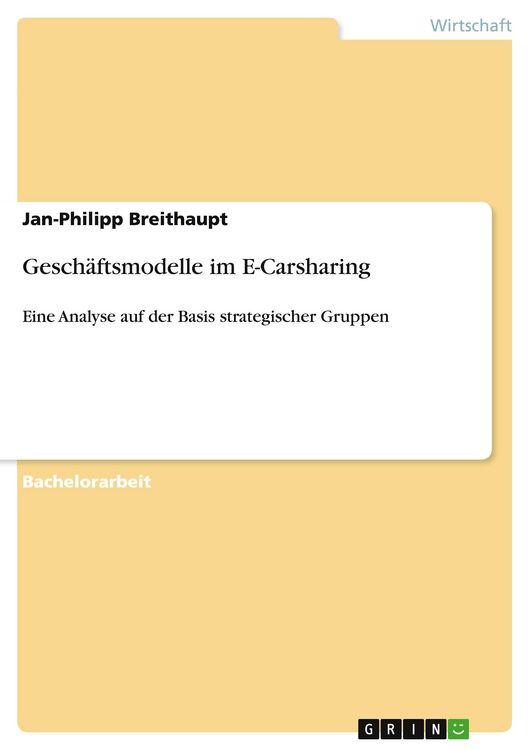 Produktbild: Gesch&auml;ftsmodelle im E-Carsharing
