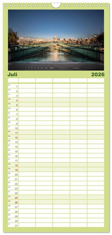 Produktbild: Familienplaner 2026 - Wundervolles London mit 5 Spalten (Wandkalender, 21 x 45 cm) CALVENDO