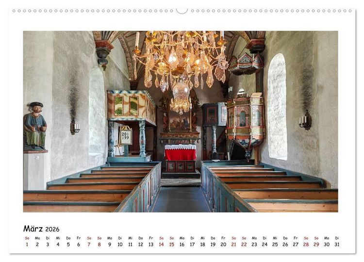 Produktbild: Schwedische Kirchen auf dem St.Olavsweg (Wandkalender 2026 DIN A2 quer), CALVENDO Monatskalender