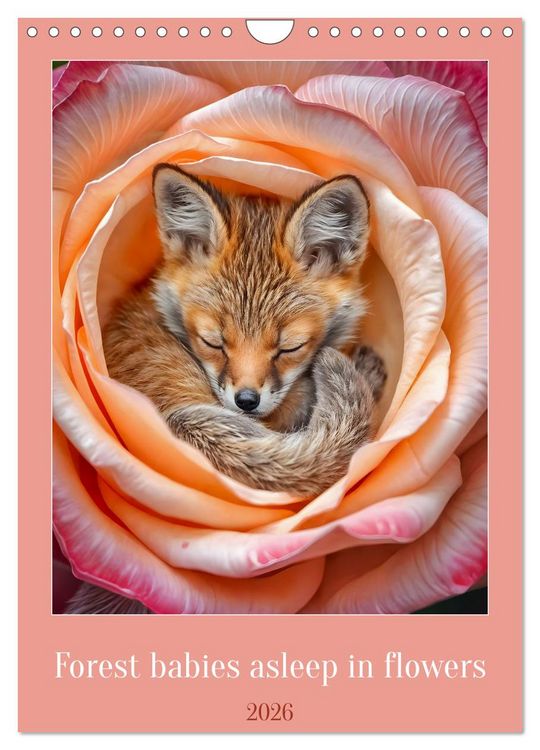 Produktbild: Forest babies asleep in flowers (Wall Calendar 2026 DIN A4 portrait), CALVENDO 12 Month Wall Calendar