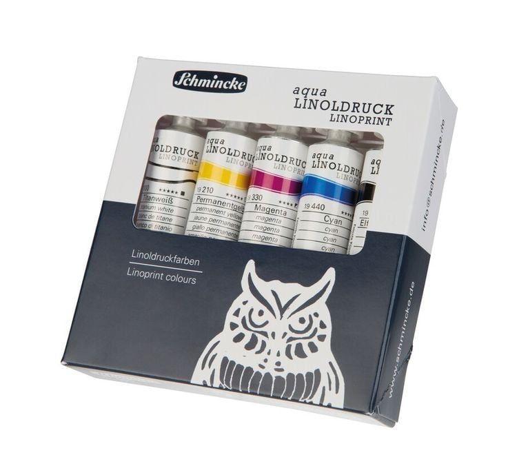Produktbild: Schmincke Aqua Linoldruck Farben, Kartonset, 5 x 20 ml Tuben