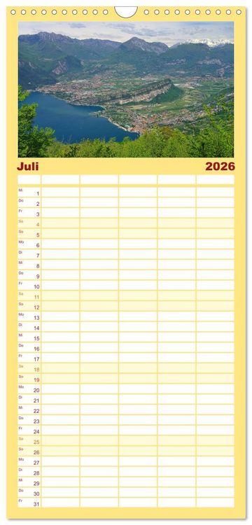 Produktbild: Familienplaner 2026 - Gardasee mit 5 Spalten (Wandkalender, 21 x 45 cm) CALVENDO