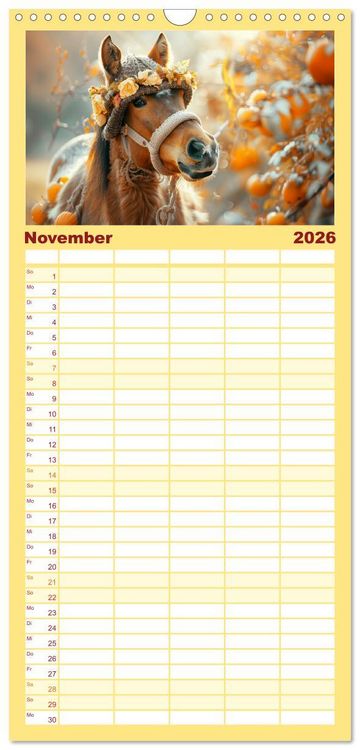 Produktbild: Familienplaner 2026 - Pferde-Fashion. Modische Highlights auf Hufen mit 5 Spalten (Wandkalender, 21 x 45 cm) CALVENDO