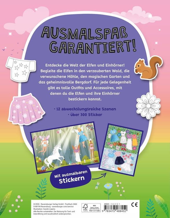 Produktbild: Mein Ausmalstickerbuch - Elfen und Einh&ouml;rner