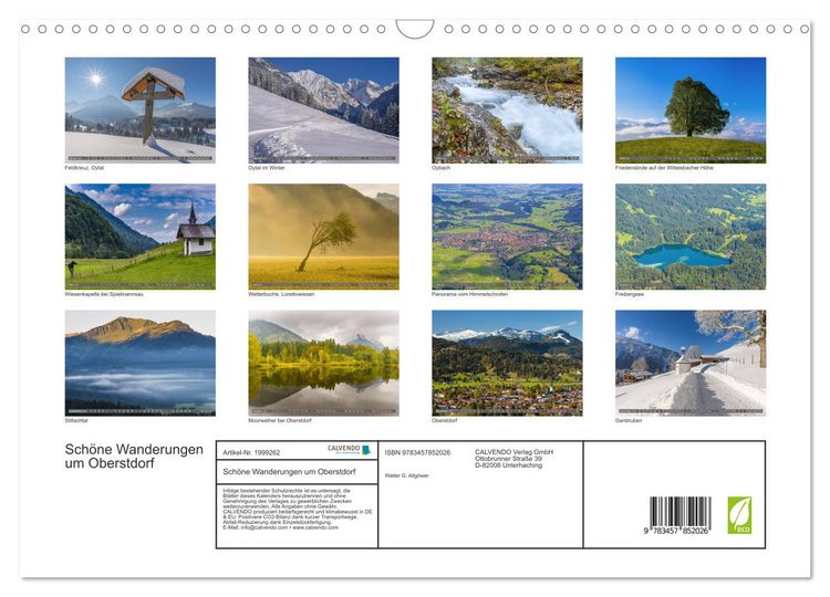 Produktbild: Sch&ouml;ne Wanderungen um Oberstdorf (Wandkalender 2026 DIN A3 quer), CALVENDO Monatskalender