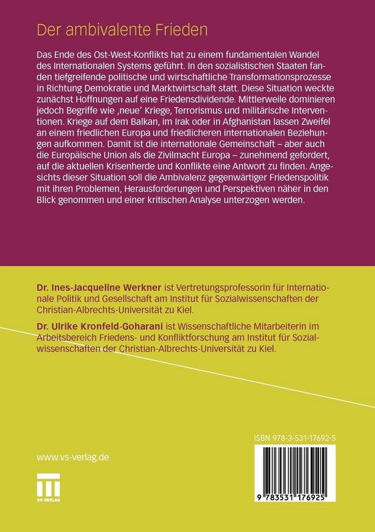 Produktbild: Der ambivalente Frieden
