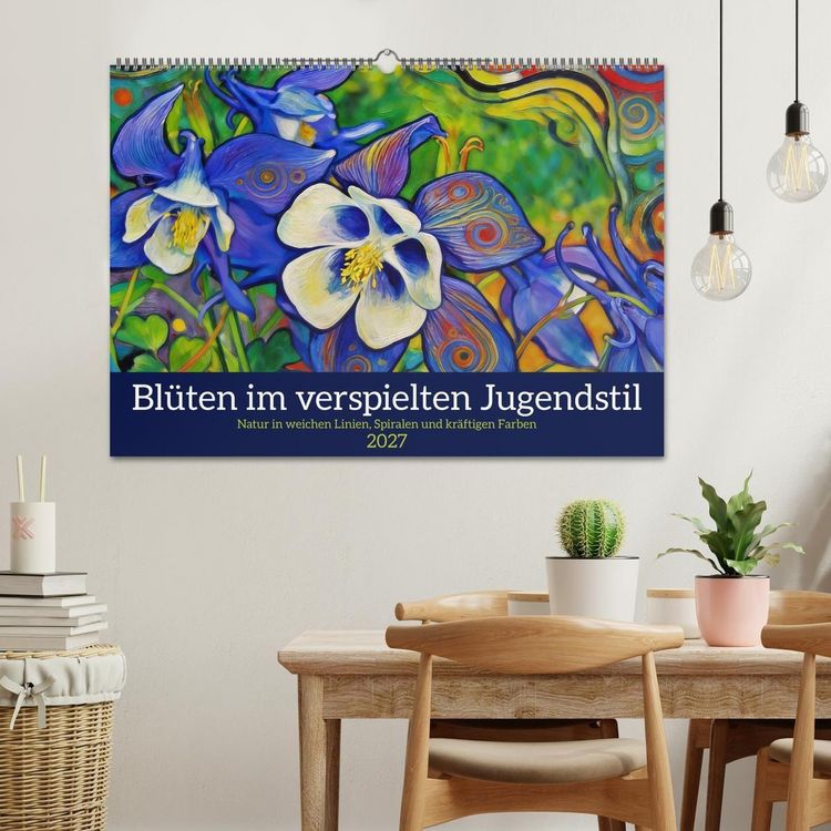 Produktbild: Bl&uuml;ten im verspielten Jugendstil (Wandkalender 2027 DIN A2 quer), CALVENDO Monatskalender