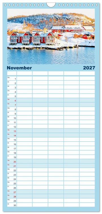 Produktbild: Familienplaner 2027 - Norwegen - Wilde Sch&ouml;nheit mit 5 Spalten (Wandkalender, 21 x 45 cm) CALVENDO