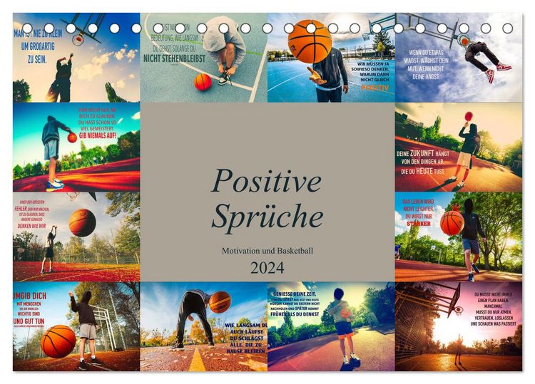 Produktbild: Positive Spr&uuml;che - Motivation und Basketball (Tischkalender 2024 DIN A5 quer), CALVENDO Monatskalender
