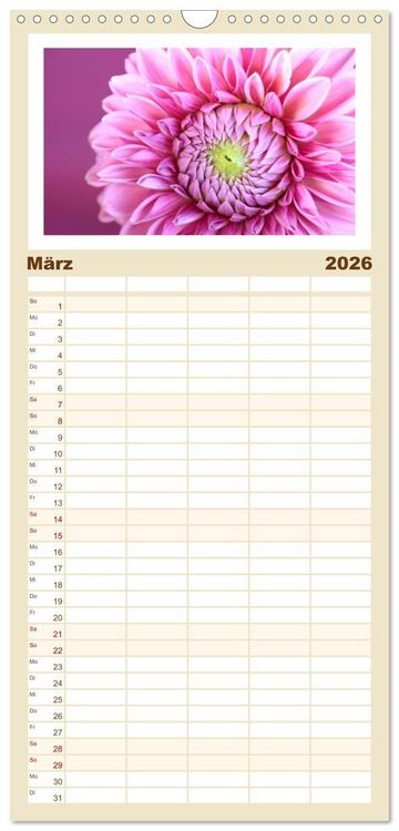 Produktbild: Familienplaner 2026 - Momente in Rosa mit 5 Spalten (Wandkalender, 21 x 45 cm) CALVENDO