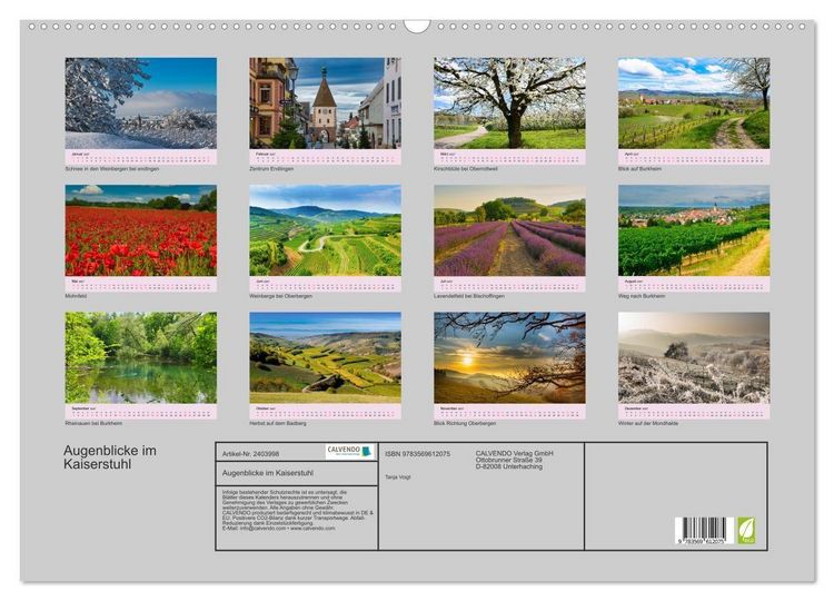 Produktbild: Augenblicke im Kaiserstuhl (Wandkalender 2027 DIN A2 quer), CALVENDO Monatskalender