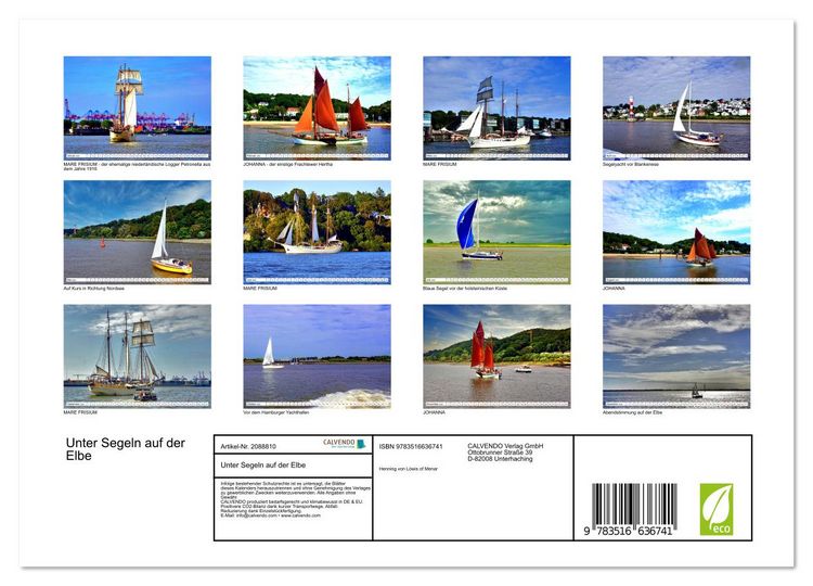 Produktbild: Unter Segeln auf der Elbe (Wandkalender 2026 DIN A4 quer), CALVENDO Monatskalender