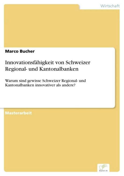 Produktbild: Innovationsf&auml;higkeit von Schweizer Regional- und Kantonalbanken