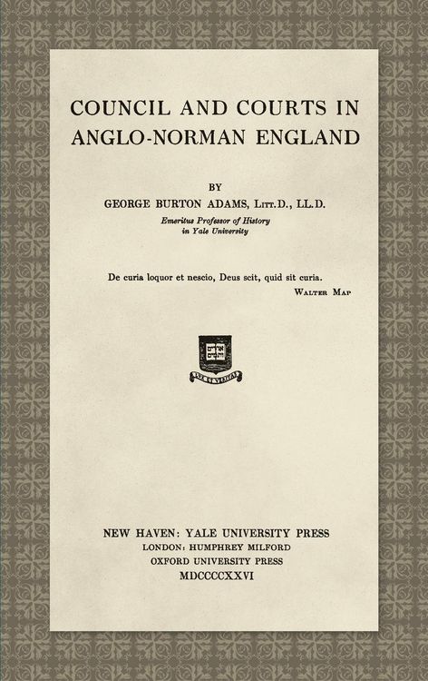 Produktbild: Council and Courts in Anglo-Norman England (1926)