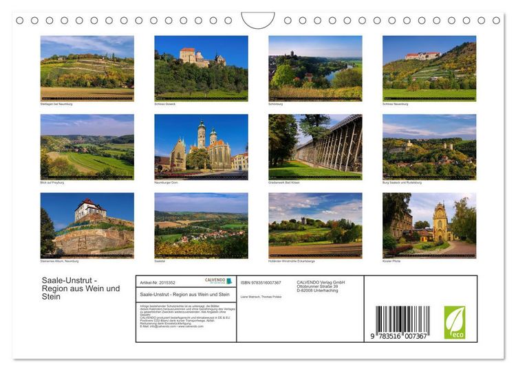 Produktbild: Saale-Unstrut - Region aus Wein und Stein (Wandkalender 2026 DIN A4 quer), CALVENDO Monatskalender