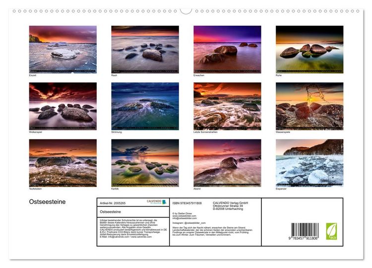 Produktbild: Ostseesteine (Wandkalender 2026 DIN A2 quer), CALVENDO Monatskalender
