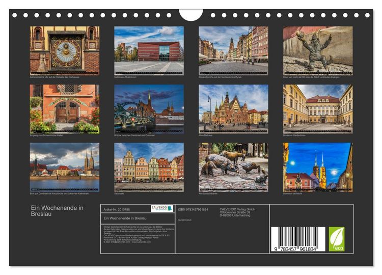 Produktbild: Ein Wochenende in Breslau (Wandkalender 2026 DIN A4 quer), CALVENDO Monatskalender